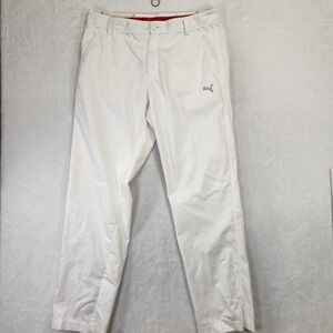 Puma Mens Golf Pants White Embroidered Logo Casual Chino Style Size 34x32